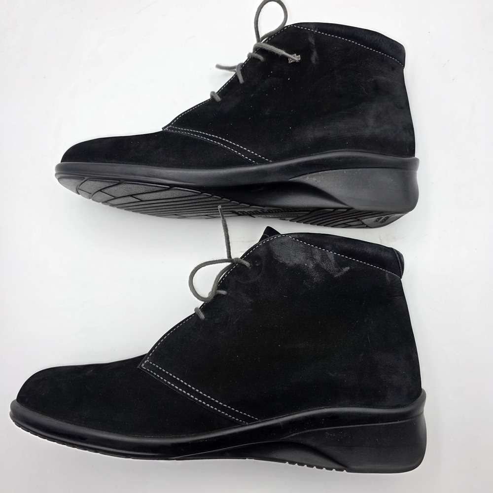 Finn Comfort Boots Mostar Womens 6.5 Black Nubuck Leather‎ Ankle Comfort Lace Up - Picture 8 of 11